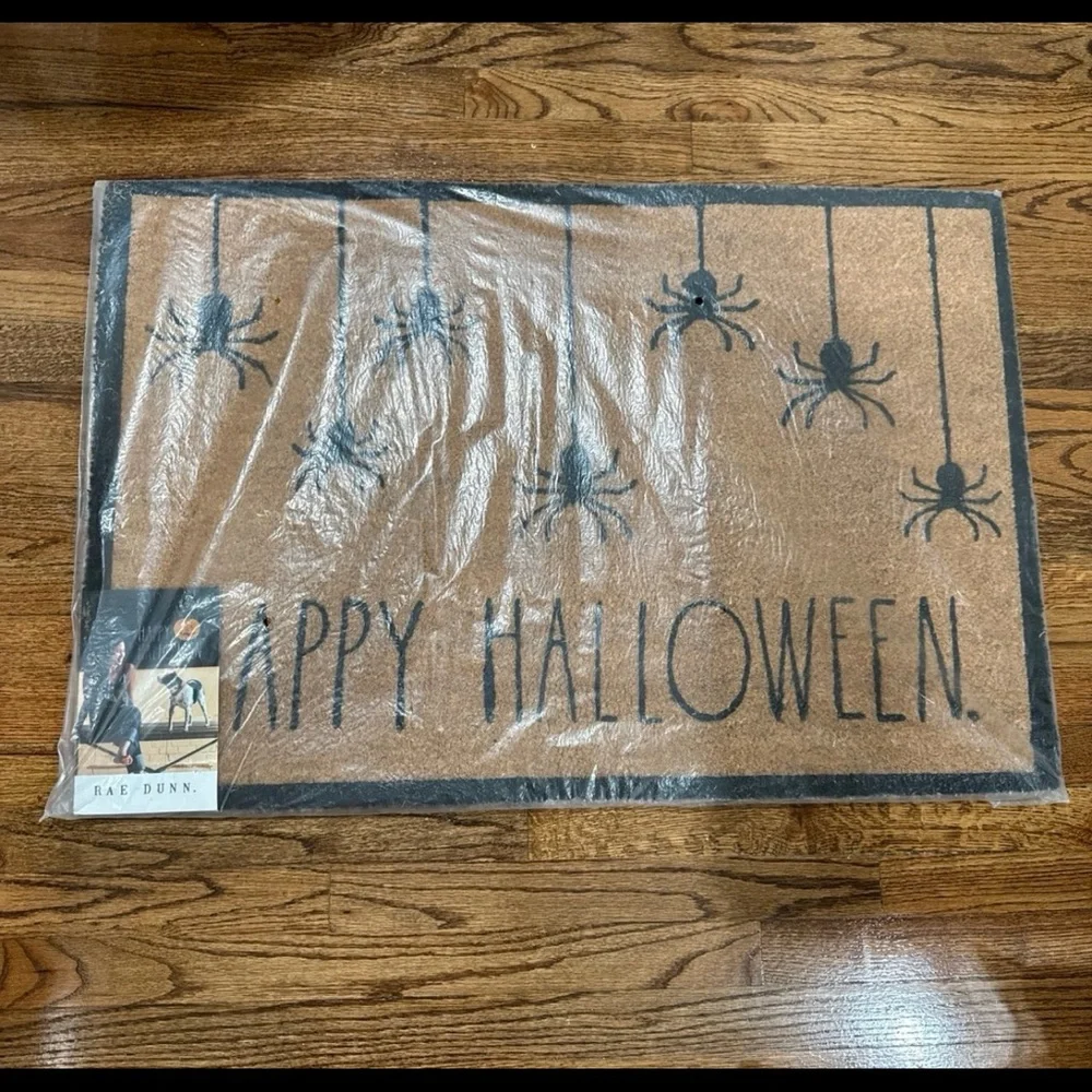 Rae Dunn Happy Halloween Doormat - Black and Tan Heavy Duty Outdoor Doormat